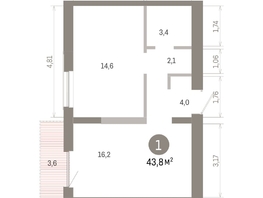 Продается 1-комнатная квартира ЖК Европейский берег, дом 46, 43.83  м&sup2;, 8870000 рублей