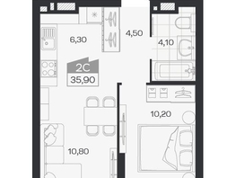 Продается 2-комнатная квартира ЖК Ясный берег, дом 33, 35.9  м&sup2;, 6616000 рублей
