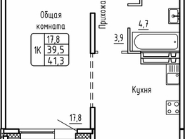 Продается 1-комнатная квартира ЖК Самоцветы, Бирюза дом 1, 41.3  м&sup2;, 4550000 рублей