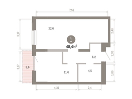 Продается 1-комнатная квартира ЖК Европейский берег, дом 46, 48.4  м&sup2;, 9140000 рублей