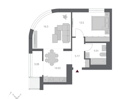 Продается 2-комнатная квартира ЖК Беринг, дом 3, 54.68  м&sup2;, 12170000 рублей