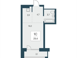 Продается Студия ЖК Расцветай на Кропоткина, дом 2, 29.4  м&sup2;, 6030000 рублей