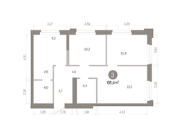 Продается 3-комнатная квартира ЖК Город на озере, 68.35  м&sup2;, 13260000 рублей
