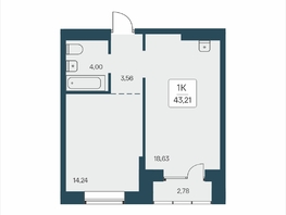 Продается 1-комнатная квартира ЖК Расцветай на Дуси Ковальчук, 43.21  м&sup2;, 8650000 рублей
