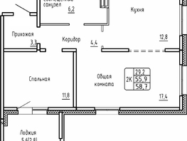 Продается 2-комнатная квартира ЖК Самоцветы, Бирюза дом 2, 58.7  м&sup2;, 7700000 рублей