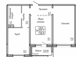 Продается 2-комнатная квартира ЖК Самоцветы, Бирюза дом 2, 58.9  м&sup2;, 7150000 рублей