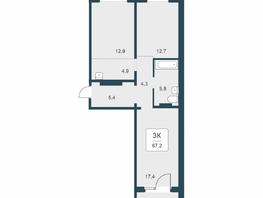 Продается 3-комнатная квартира ЖК Цветной бульвар, дом 4 сек 1, 67.2  м&sup2;, 8100000 рублей