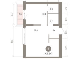 Продается 1-комнатная квартира ЖК Европейский берег, дом 32, 43.25  м&sup2;, 9060000 рублей