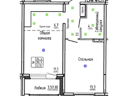 Продается 2-комнатная квартира ЖК Самоцветы, Бирюза дом 3, 41.5  м&sup2;, 5830000 рублей