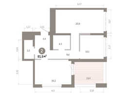Продается 2-комнатная квартира  Квартал Молодость, дом 1, 81.52  м&sup2;, 13070000 рублей