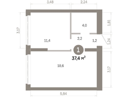 Продается 1-комнатная квартира  Квартал Молодость, дом 1, 37.37  м&sup2;, 7210000 рублей