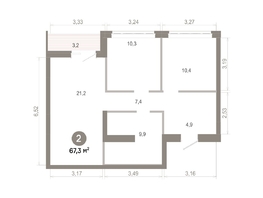 Продается 2-комнатная квартира  Квартал Молодость, дом 1, 67.3  м&sup2;, 11000000 рублей