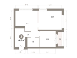 Продается 2-комнатная квартира  Квартал Молодость, дом 1, 61.7  м&sup2;, 9620000 рублей