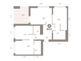 Продается 3-комнатная квартира  Квартал Молодость, дом 1, 96.57  м&sup2;, 14950000 рублей