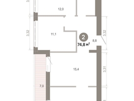 Продается 2-комнатная квартира  Квартал Молодость, дом 1, 74.77  м&sup2;, 11950000 рублей
