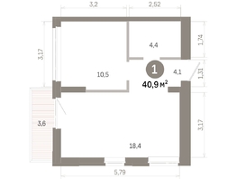 Продается 1-комнатная квартира  Квартал Молодость, дом 1, 40.92  м&sup2;, 6800000 рублей