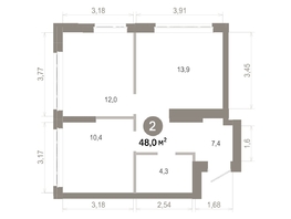 Продается 2-комнатная квартира  Квартал Молодость, дом 1, 48  м&sup2;, 8030000 рублей