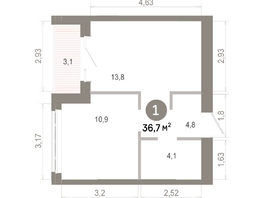 Продается 1-комнатная квартира  Квартал Молодость, дом 1, 36.66  м&sup2;, 6530000 рублей