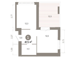 Продается 1-комнатная квартира  Квартал Молодость, дом 1, 47.08  м&sup2;, 7740000 рублей