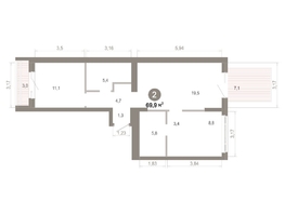 Продается 2-комнатная квартира  Квартал Молодость, дом 1, 69.89  м&sup2;, 12240000 рублей