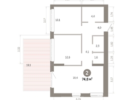 Продается 2-комнатная квартира  Квартал Молодость, дом 1, 74.82  м&sup2;, 11770000 рублей