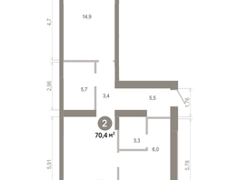 Продается 2-комнатная квартира  Квартал Молодость, дом 1, 70.35  м&sup2;, 10980000 рублей