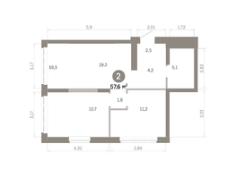 Продается 2-комнатная квартира  Квартал Молодость, дом 1, 57.6  м&sup2;, 9260000 рублей