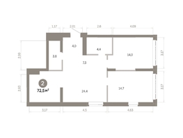 Продается 2-комнатная квартира  Квартал Молодость, дом 1, 72.54  м&sup2;, 10920000 рублей