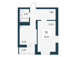 Продается 1-комнатная квартира ЖК Расцветай на Бугринской роще, 38.81  м&sup2;, 6120000 рублей