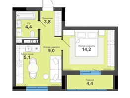 Продается 2-комнатная квартира ЖК Тайгинский парк, дом 5, 40.9  м&sup2;, 6520000 рублей