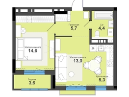 Продается 2-комнатная квартира ЖК Тайгинский парк, дом 5, 47.6  м&sup2;, 6960000 рублей