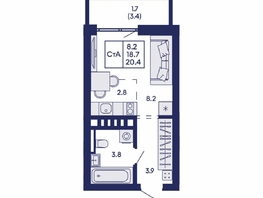 Продается Студия ЖК Горизонт, дом 2, 20.4  м&sup2;, 4450000 рублей