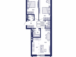 Продается 3-комнатная квартира ЖК Горизонт, дом 2, 66.8  м&sup2;, 9250000 рублей