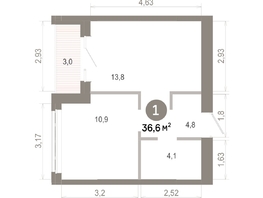Продается 1-комнатная квартира  Квартал Молодость, дом 1, 36.63  м&sup2;, 6750000 рублей