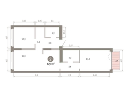 Продается 2-комнатная квартира ЖК Европейский берег, дом 45, 67.86  м&sup2;, 11980000 рублей
