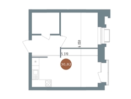 Продается 1-комнатная квартира  19/56 Кварталы Телецентра, 2, 30.7  м&sup2;, 6590000 рублей