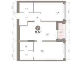 Продается 2-комнатная квартира ЖК Европейский берег, дом 32, 70.95  м&sup2;, 12310000 рублей