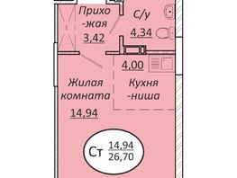 Продается Студия ЖК Пролетарский, 26.7  м&sup2;, 4405500 рублей