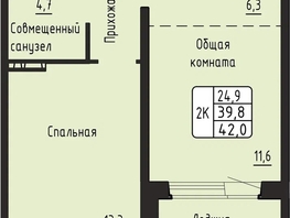 Продается 2-комнатная квартира ЖК Гренландия, Лес дом №6, 42  м&sup2;, 6000000 рублей