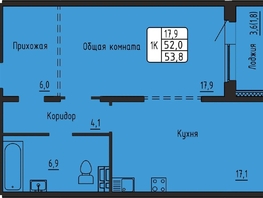 Продается 1-комнатная квартира ЖК Самоцветы, Бирюза дом 3, 53.6  м&sup2;, 6313265 рублей