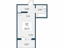 Продается Студия ЖК Эко-квартал на Кедровой, дом 6, 26.31  м&sup2;, 3950000 рублей