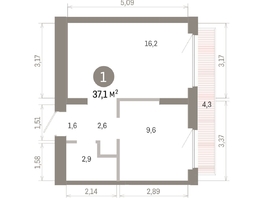 Продается 1-комнатная квартира ЖК Пшеница, 6.1, 37.14  м&sup2;, 6100000 рублей