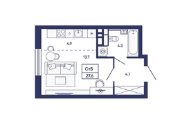 Продается Студия ЖК Сподвижники, дом 3, 27.6  м&sup2;, 4250000 рублей