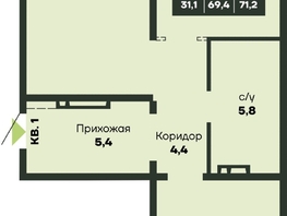 Продается 2-комнатная квартира ЖК Гренландия, Лес дом №4, 71.2  м&sup2;, 9600000 рублей