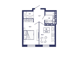 Продается 1-комнатная квартира ЖК Сподвижники, дом 3, 35.2  м&sup2;, 5000000 рублей