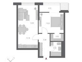 Продается 2-комнатная квартира ЖК Беринг, дом 3, 53.46  м&sup2;, 9790000 рублей