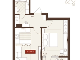 Продается 2-комнатная квартира ЖК Невский, 44.79  м&sup2;, 7170000 рублей