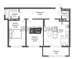 Продается 3-комнатная квартира Королева ул, 70.6  м&sup2;, 12100000 рублей