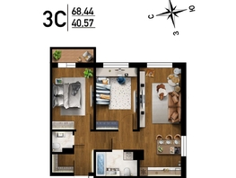 Продается 3-комнатная квартира ЖК Радуга Сибири, дом 10, 68.44  м&sup2;, 7920600 рублей