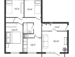 Продается 4-комнатная квартира Киевская ул, 82.1  м&sup2;, 6950000 рублей